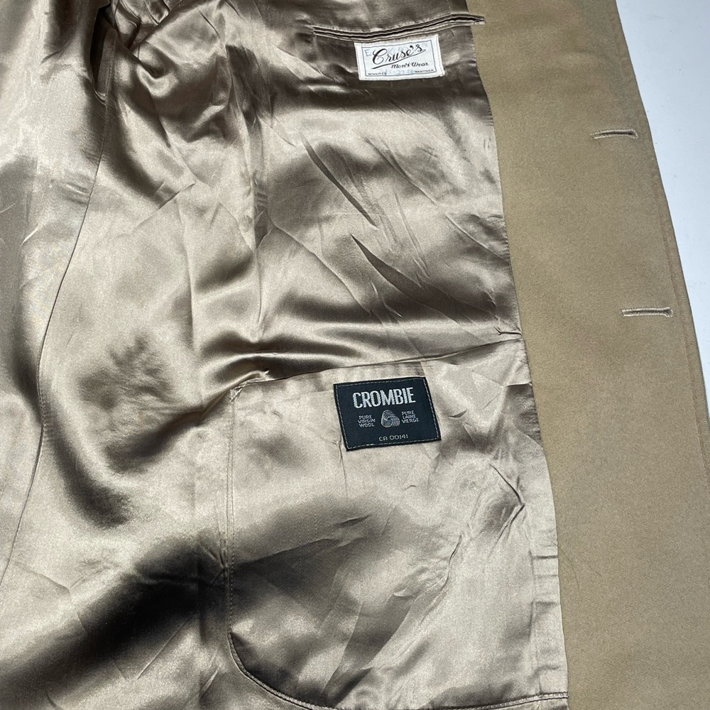 Crombie Overcoat Single-Breasted in Tan Wool Size 46XL - Picture 3 of 14